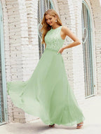 Lace Bridesmaid Dress Floor Length Evening Gowns with Pockets 28017 by numbersea