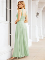 Numbersea Abiti da damigella incrociati con collo all'americana per festa, matrimonio, sera, ballo di fine anno, abiti lunghi da ballo 28053