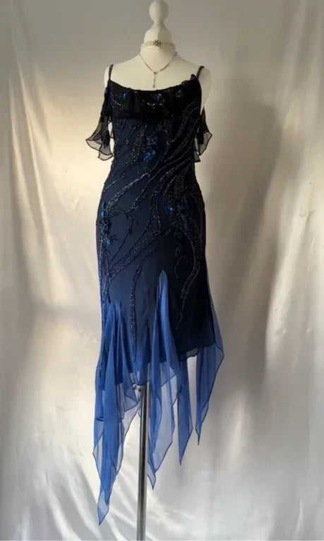 Luxurious Navy Blue Chiffon Beaded Evening Dress Formal Party Prom Dress Y7529 by simplepromdress