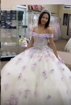 Stunning Off The Shoulder Floral Applique Quinceanera Dress Ball Gown Sweet 16 Dress Y4513 by simplepromdress