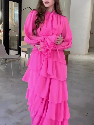 Schickes Chiffon-Ballkleid mit Rüschen und Lagenmuster, Abendkleid Y7640