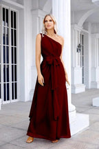 Ladies Chiffon One Shoulder Bridesmaid Evening Dress Wedding Party Evening Dress 28133 by numbersea