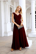 Ladies Chiffon V Neck Sleeveless Floor Length Bridesmaid Evening Dress Wedding Party Evening Dress 28126 by numbersea