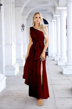 Ladies Chiffon One Shoulder Bridesmaid Evening Dress Wedding Party Evening Dress 28133 by numbersea