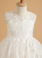 Ivory Lace and Tulle Flower Girl Dress with Floor-Length Design and Elegant B… - photo 4