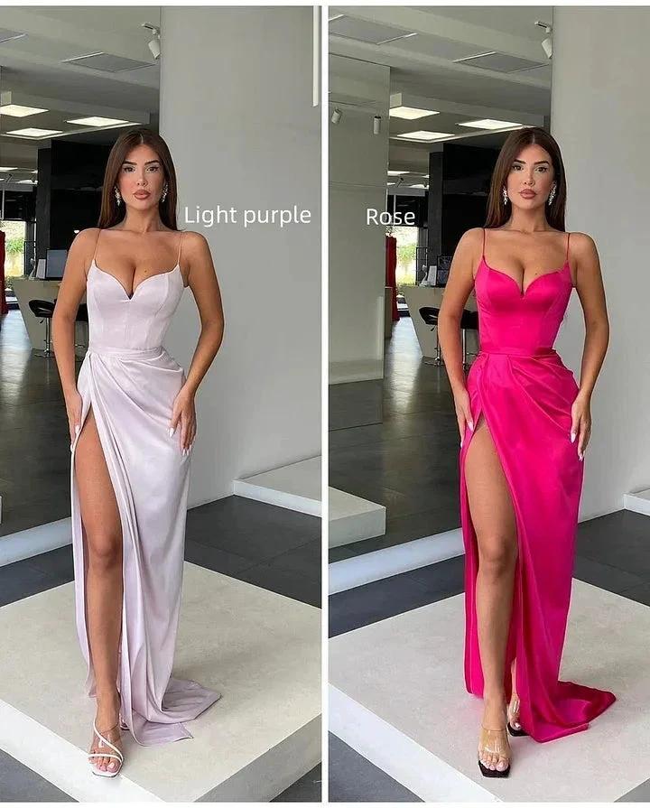 Long Mermaid Sweetheart Sleeveless Spaghetti Strap Prom Dress with Slit by BIZTUNNEL