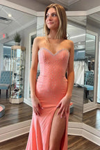 Mamie | Sweetheart Beaded Mermaid Long Prom Dress With Split by KissProm