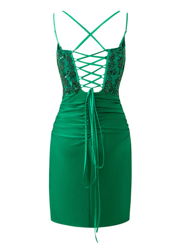 Royal Blue Sheath Short Spaghetti Strap Jersey Homecoming Dress