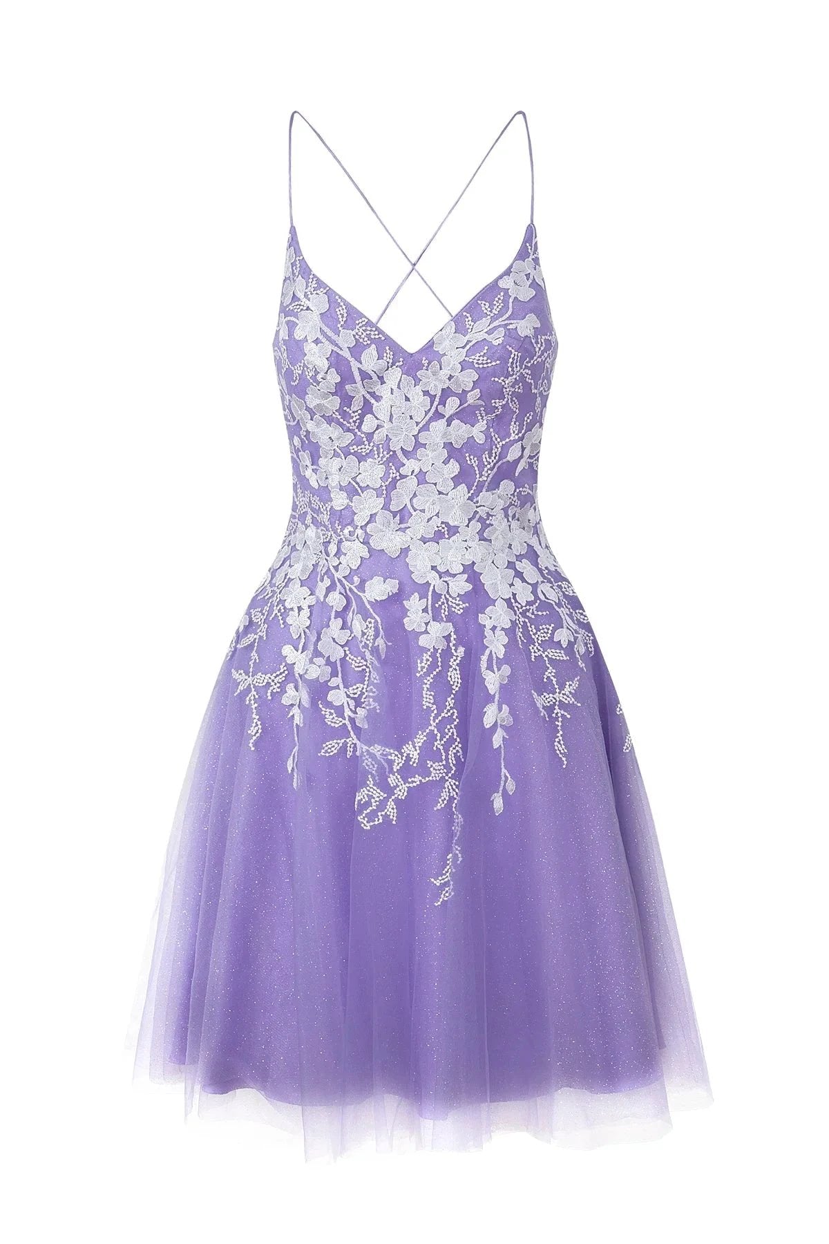 Aline Short Glitter Tulle Homecoming Dress with Appliques by KissProm