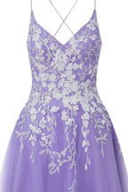 Aline Short Glitter Tulle Homecoming Dress with Appliques by KissProm