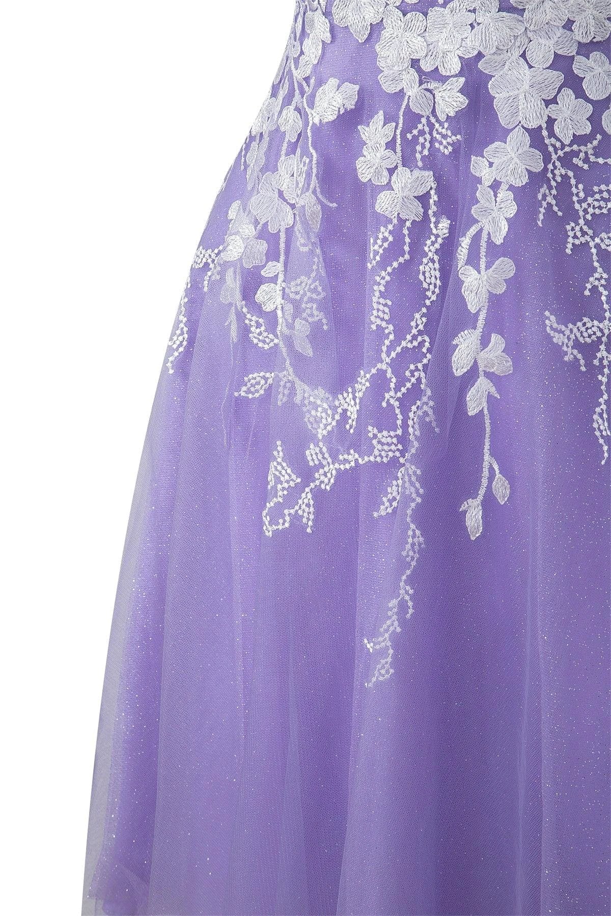 Aline Short Glitter Tulle Homecoming Dress with Appliques by KissProm