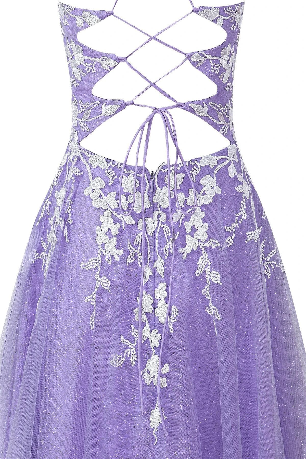 Aline Short Glitter Tulle Homecoming Dress with Appliques by KissProm