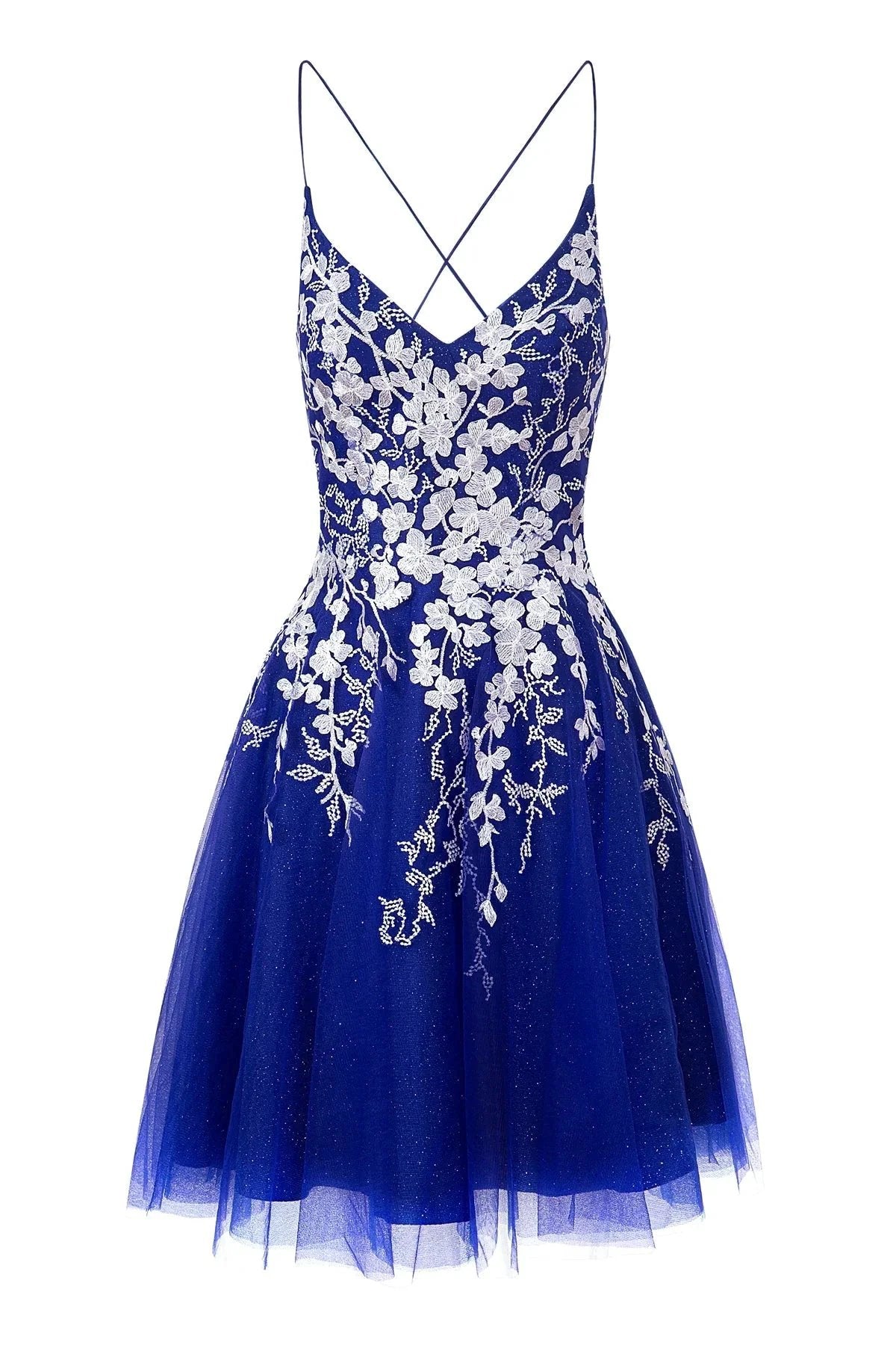 Aline Short Glitter Tulle Homecoming Dress with Appliques by KissProm