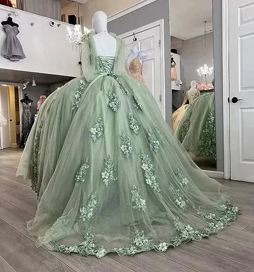 Women's Spaghetti Quinceanera Ball Gown Lace Applique for Sweet 15 16 Dresses Y3038 by simplepromdress
