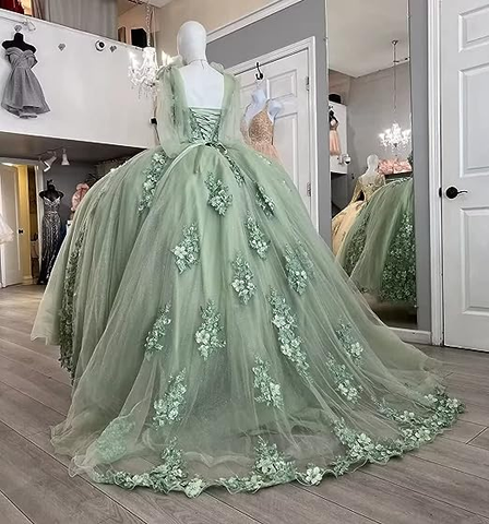 Vestido de quinceañera con apliques de encaje y escote espagueti para mujer, ideal para fiestas de quinceañera, Y3038