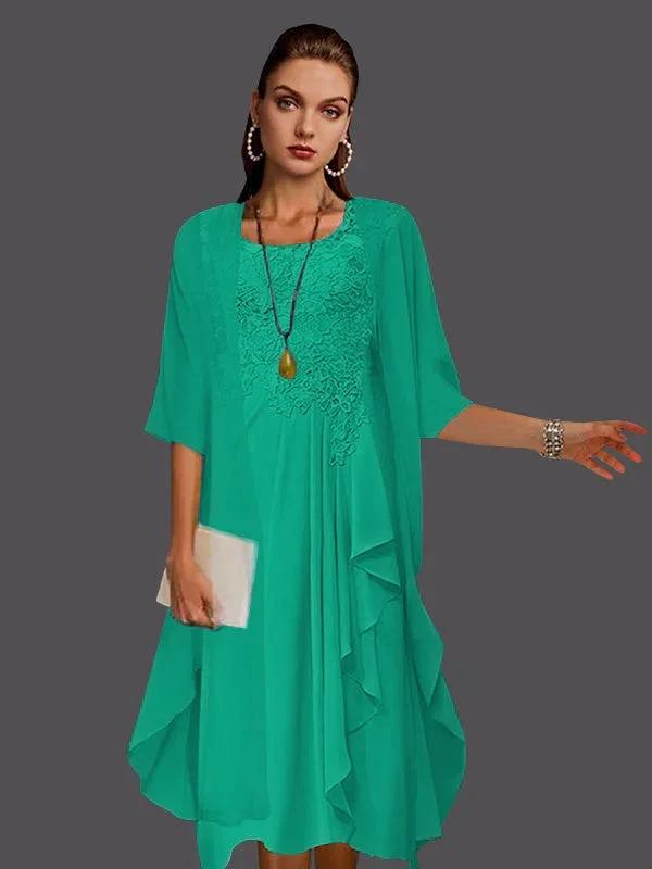 Two Piece A-Line Chiffon Lace Sleeveless Jacket Dresses with Pleats Appliques by Dreamylily