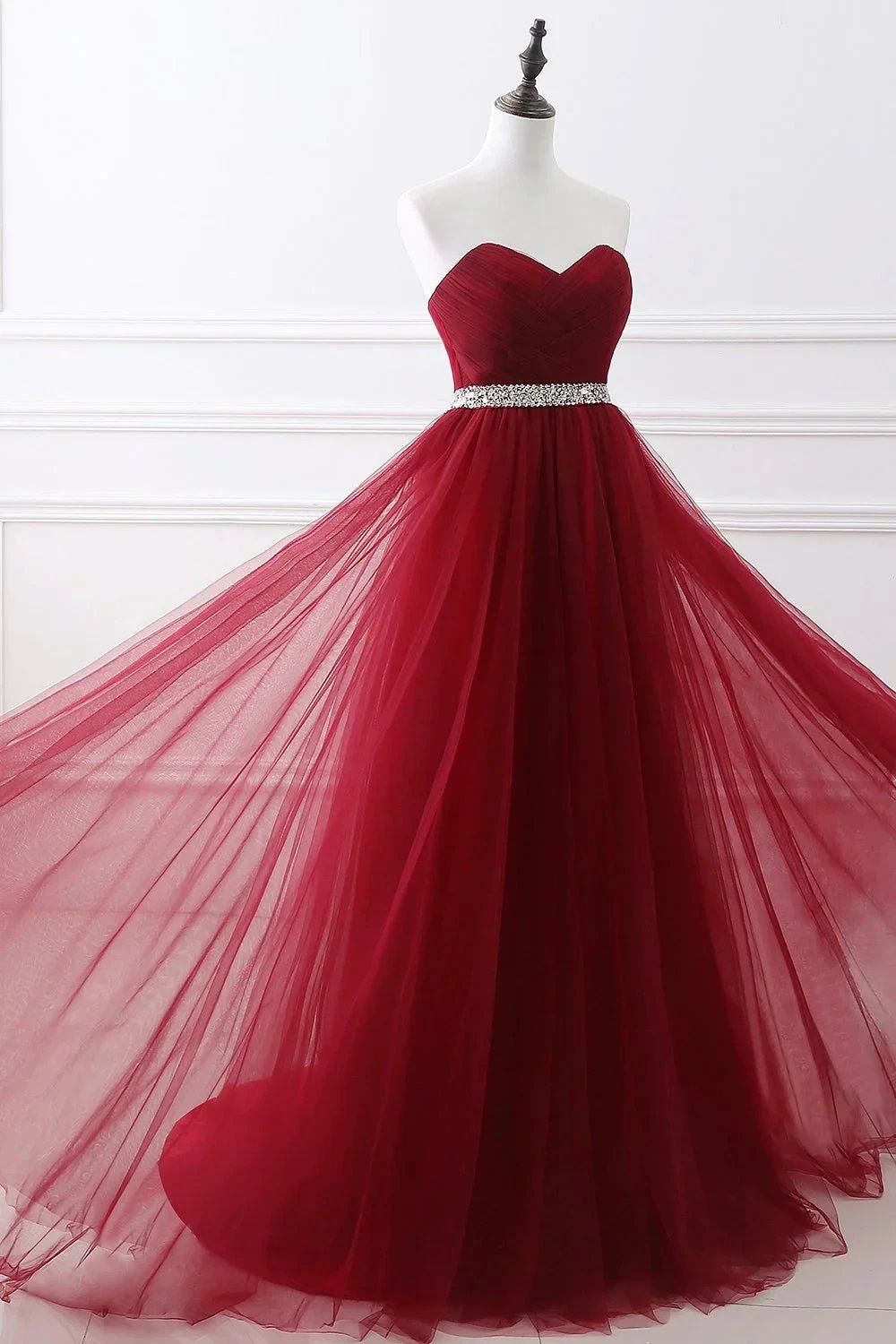 Ravishing Ruby Sweetheart Gown for an Elegant Evening by BIZTUNNEL