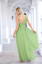 Ladies Chiffon One Shoulder Bridesmaid Evening Dress Wedding Party Evening Dress 28133 by numbersea