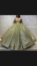 Off The Shoulder Glitter Ball Gown Sweet 16 Dress Y54 by simplepromdress