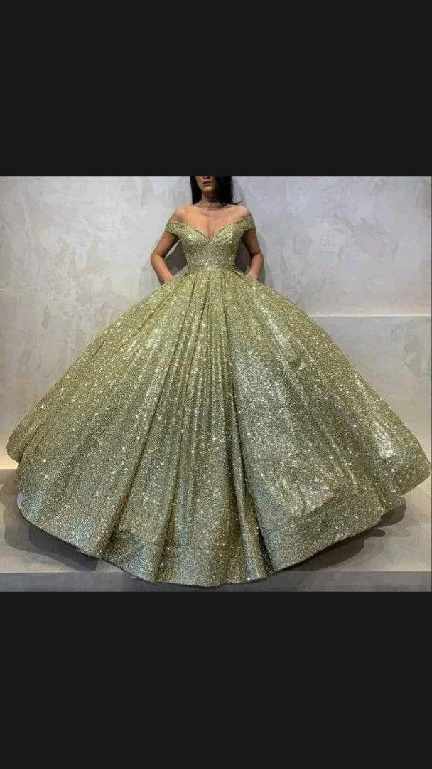 Off The Shoulder Glitter Ball Gown Sweet 16 Dress Y54 by simplepromdress