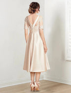 A-Line/Princess Scoop Tea-Length Mother of the Bride Dresses by Dreamylily