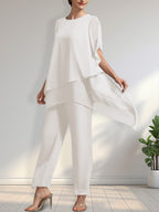 Separates Jumpsuit/Pantsuit Scoop Ankle-Length Chiffon Mother of the Bride Dress