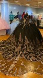 Beading Quinceanera Dresses Sequin Applique Princess Ball Gown With Cape Y1516 by simplepromdress