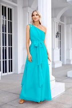 Ladies Chiffon One Shoulder Bridesmaid Evening Dress Wedding Party Evening Dress 28133 by numbersea