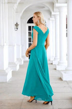 Ladies Chiffon V Neck Sleeveless Floor Length Bridesmaid Evening Dress Wedding Party Evening Dress 28126 by numbersea