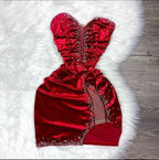 Sexy Burgundy Velvet Beaded Short Birthday Outfits Homecoming Dress Y7703 by simplepromdress