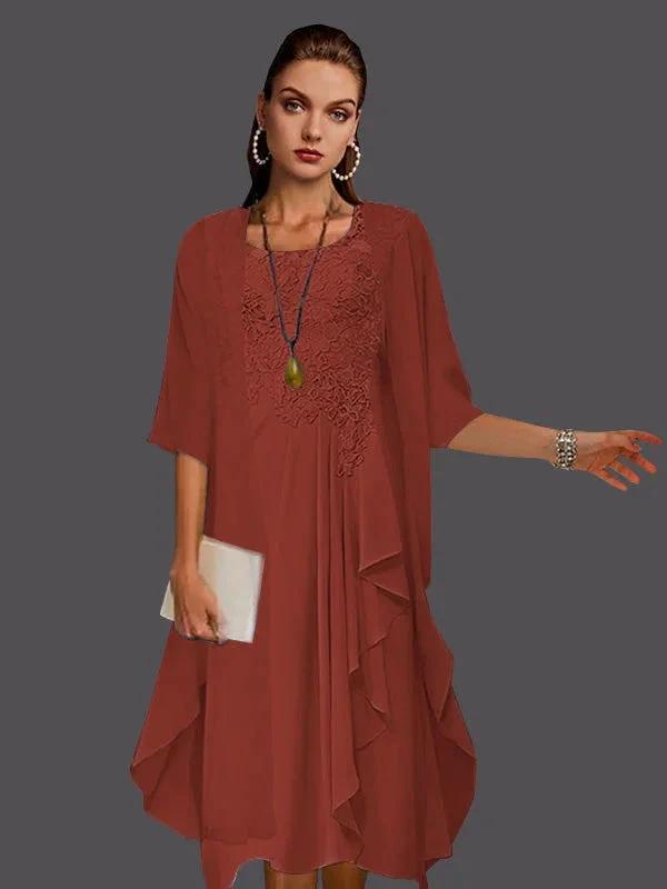 Two Piece A-Line Chiffon Lace Sleeveless Jacket Dresses with Pleats Appliques by Dreamylily