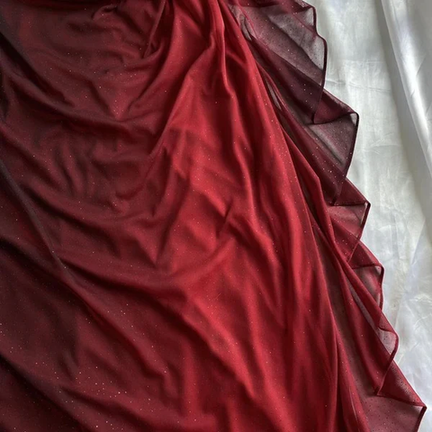 Glänzendes Ombre-Rot Chiffon Langes Ballkleid Abendkleid Y7489