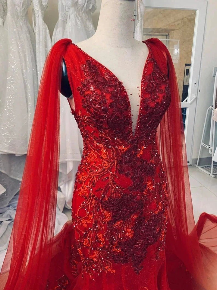 Unique Red Vintage Wedding Dress,Princess Bridal Gown Mermaid Prom Dress Y1573 by simplepromdress