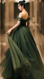 Simple green tulle long prom dress, green tulle evening dress Y1554 by simplepromdress