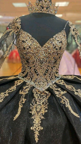 Vestidos de quinceañera con apliques de lentejuelas y cuentas, vestido de princesa con capa Y1516