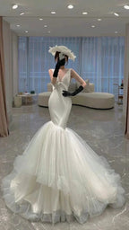 new arrival wedding dresses, V neck prom dresses tulle layer skirt modest prom dresses Y44 by simplepromdress