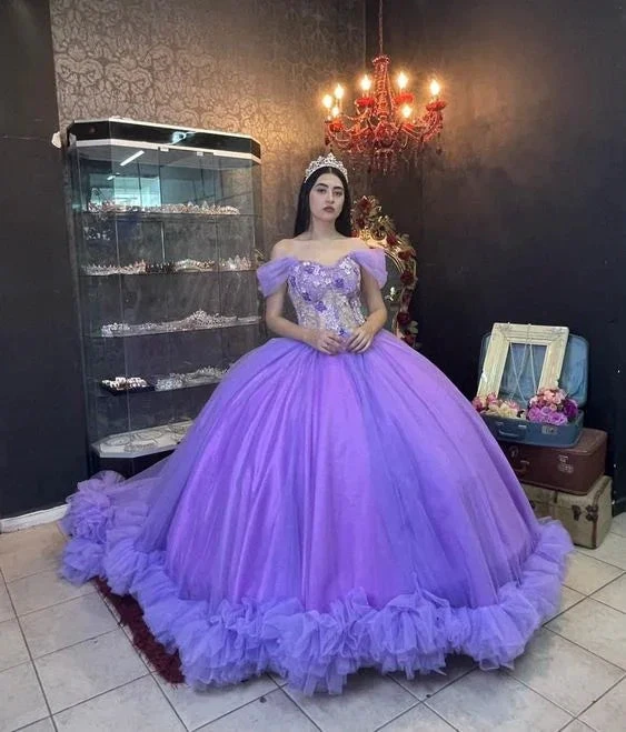 Charming Off The Shoulder Tulle Ball Gown,Sweet 16 Dress Y6028 by simplepromdress