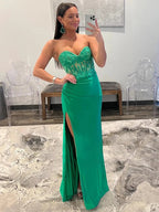 Ember |Sheath Strapless Sweetheart Long Prom Dress with Slit by KissProm