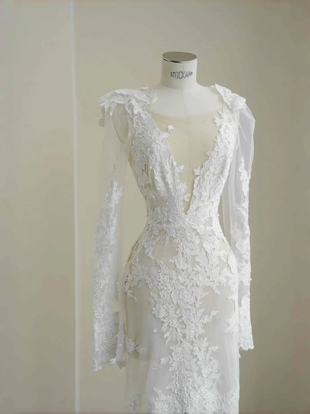 Elegant White Lace Appliques Mermaid Evening Dress,Backless Prom Dress Wedding Dress Y8677 by simplepromdress