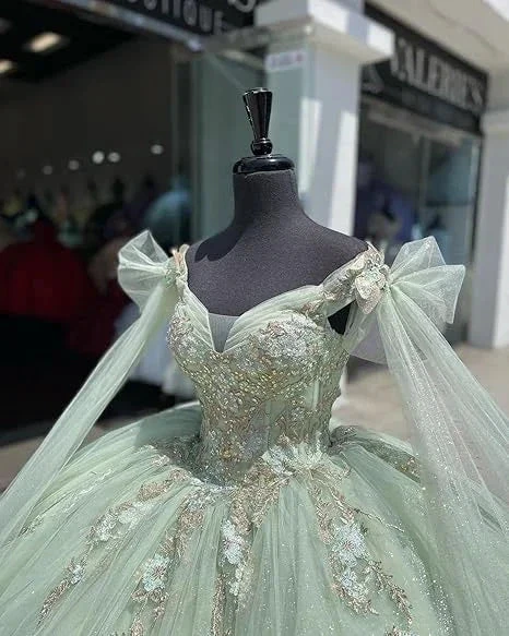 Sage Green Tulle Quinceanera Dress,Ball Gown,Sweet 16 Dress Y5387 by simplepromdress
