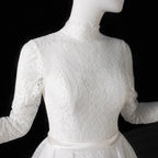 Luxury High Neck Lace Wedding Dress with Overskirt SW541