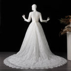 Luxury High Neck Lace Wedding Dress with Overskirt SW541