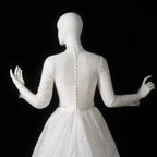 Luxury High Neck Lace Wedding Dress with Overskirt SW541