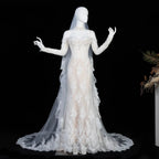 Elegant Ivory Sweetheart Neckline Sheer Lace Mermaid Wedding Dress with Veil SW171