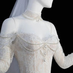 Elegant Ivory Sweetheart Neckline Sheer Lace Mermaid Wedding Dress with Veil SW171