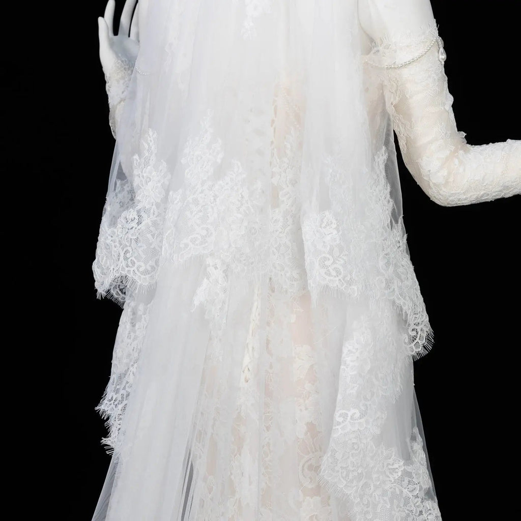 Elegant Ivory Sweetheart Neckline Sheer Lace Mermaid Wedding Dress with Veil SW171