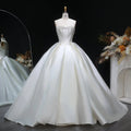 Luxury Pearl Strapless Ball Gown White Wedding Dress SW586