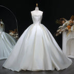 Luxury Pearl Strapless Ball Gown White Wedding Dress SW586