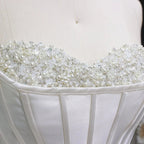 Luxury Pearl Strapless Ball Gown White Wedding Dress SW586