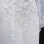 White  Off‑The‑Shoulder Puff Sleeve 3D Floral Mermaid Wedding Dress SW630